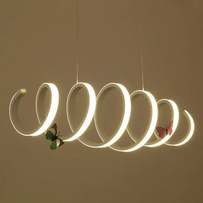 Sleek White LED Spiral Pendant Light for Minimalistic Dining Room Décor