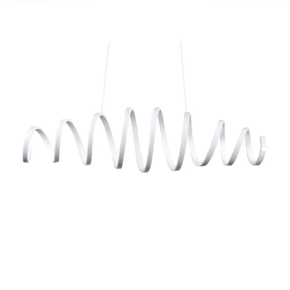 Sleek White LED Spiral Pendant Light for Minimalistic Dining Room Décor