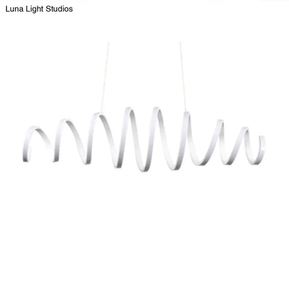 Sleek White LED Spiral Pendant Light for Minimalistic Dining Room Décor