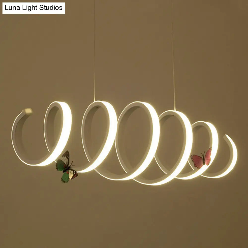 Sleek White LED Spiral Pendant Light for Minimalistic Dining Room Décor