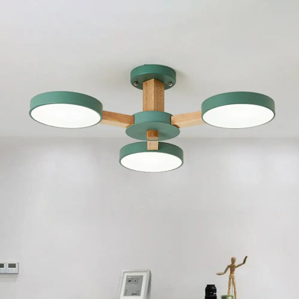 DecorBites™ DecorBites™ Sleek Wooden Living Room Ceiling Light: 8-Head Macaron Semi Flush Mount with Acrylic Shade