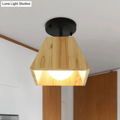 DecorBites™ DecorBites™ Sleek Wooden Trapezoid Semi Mount Lighting - Modern Style for Bedroom Ceiling (1/2/3 Lights)