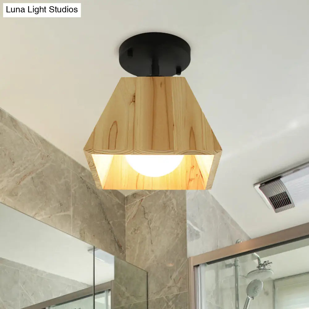 DecorBites™ DecorBites™ Sleek Wooden Trapezoid Semi Mount Lighting - Modern Style for Bedroom Ceiling (1/2/3 Lights)