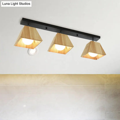 DecorBites™ DecorBites™ Sleek Wooden Trapezoid Semi Mount Lighting - Modern Style for Bedroom Ceiling (1/2/3 Lights)