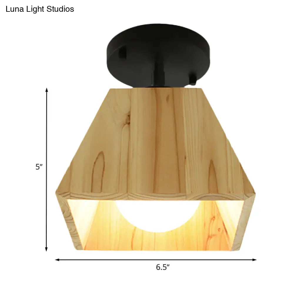 DecorBites™ DecorBites™ Sleek Wooden Trapezoid Semi Mount Lighting - Modern Style for Bedroom Ceiling (1/2/3 Lights)