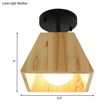 DecorBites™ DecorBites™ Sleek Wooden Trapezoid Semi Mount Lighting - Modern Style for Bedroom Ceiling (1/2/3 Lights)