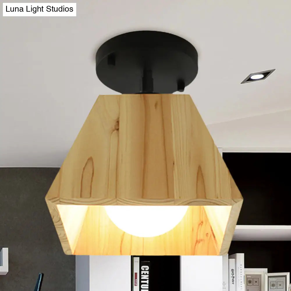 DecorBites™ DecorBites™ Sleek Wooden Trapezoid Semi Mount Lighting - Modern Style for Bedroom Ceiling (1/2/3 Lights)