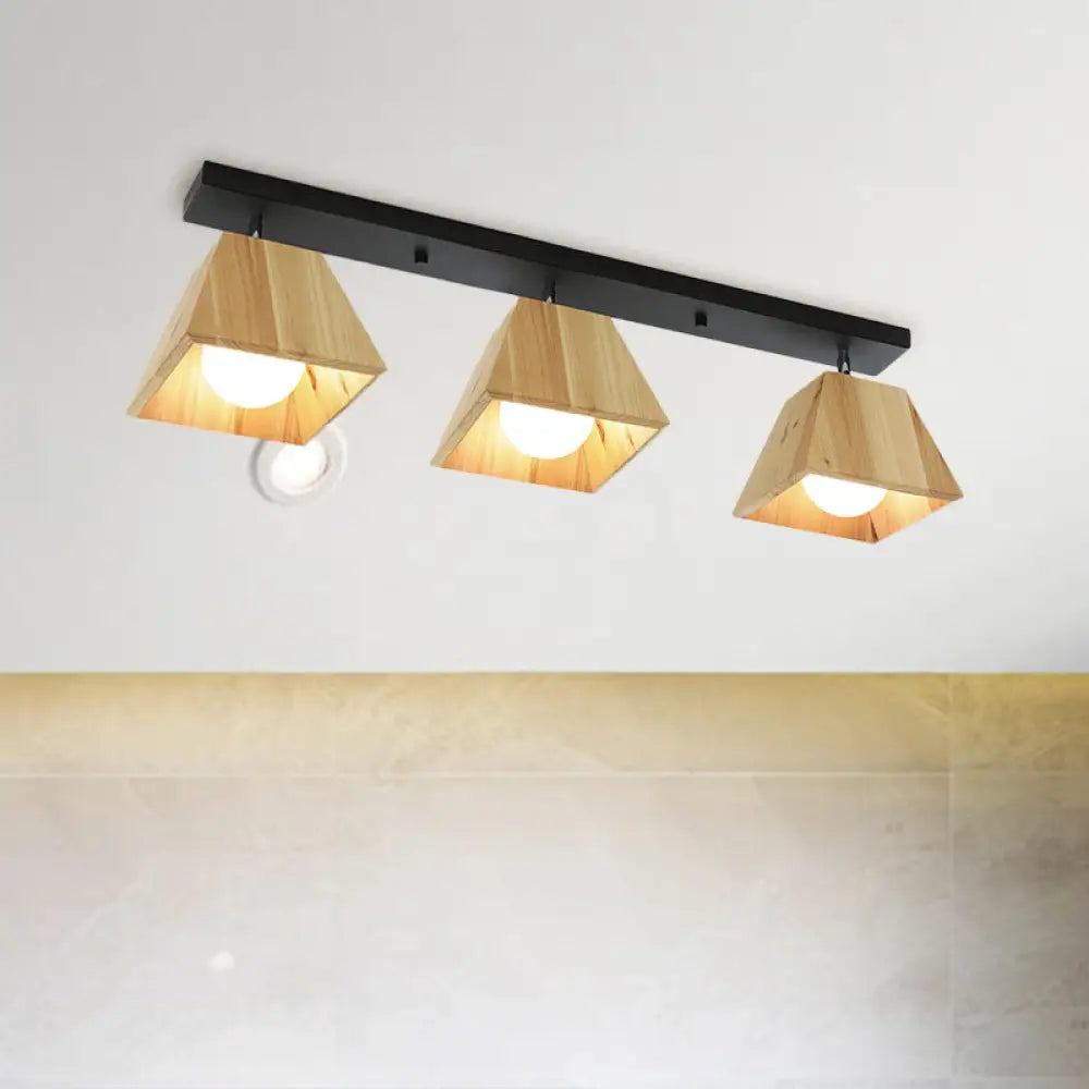DecorBites™ DecorBites™ Sleek Wooden Trapezoid Semi Mount Lighting - Modern Style for Bedroom Ceiling (1/2/3 Lights)