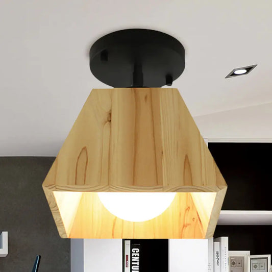 DecorBites™ DecorBites™ Sleek Wooden Trapezoid Semi Mount Lighting - Modern Style for Bedroom Ceiling (1/2/3 Lights)
