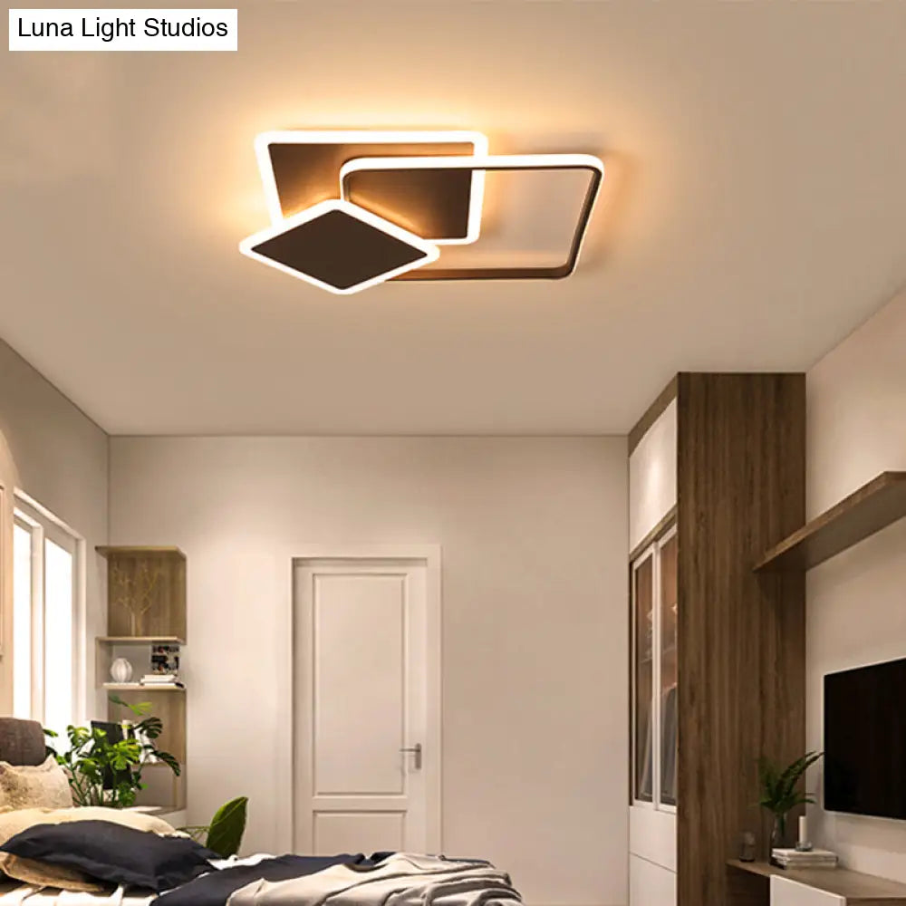 DecorBites™ DecorBites™ Slim Square Flush LED Coffee Lamp - Modern, 19"/21.5" Wide, Acrylic Ceiling Mount Light