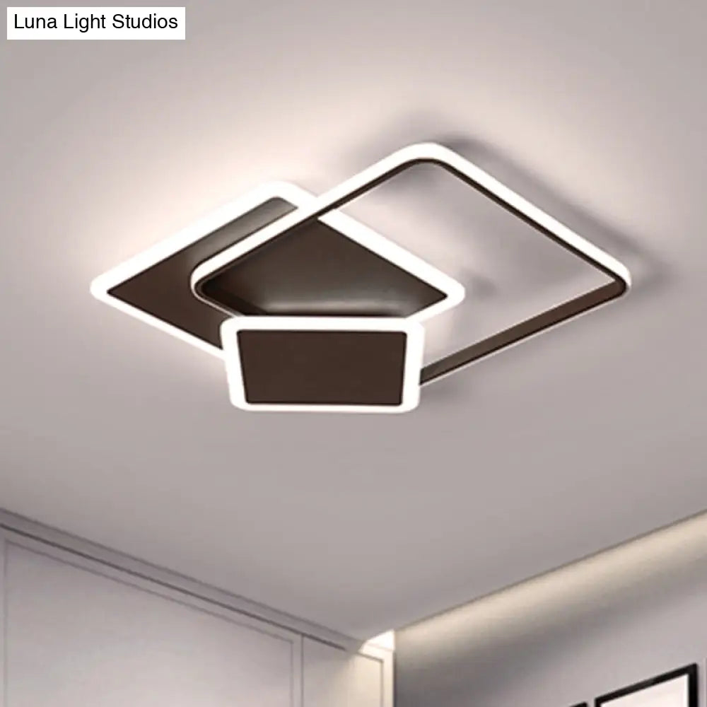 DecorBites™ DecorBites™ Slim Square Flush LED Coffee Lamp - Modern, 19"/21.5" Wide, Acrylic Ceiling Mount Light