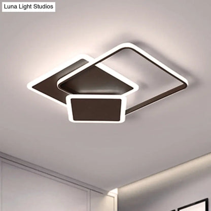 DecorBites™ DecorBites™ Slim Square Flush LED Coffee Lamp - Modern, 19"/21.5" Wide, Acrylic Ceiling Mount Light