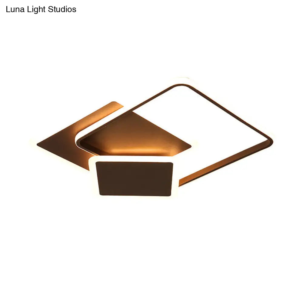 DecorBites™ DecorBites™ Slim Square Flush LED Coffee Lamp - Modern, 19"/21.5" Wide, Acrylic Ceiling Mount Light