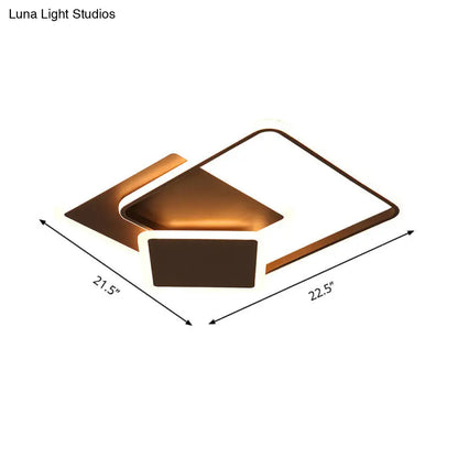 DecorBites™ DecorBites™ Slim Square Flush LED Coffee Lamp - Modern, 19"/21.5" Wide, Acrylic Ceiling Mount Light