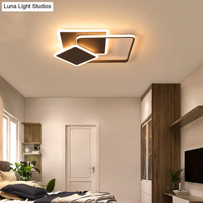 DecorBites™ DecorBites™ Slim Square Flush LED Coffee Lamp - Modern, 19"/21.5" Wide, Acrylic Ceiling Mount Light