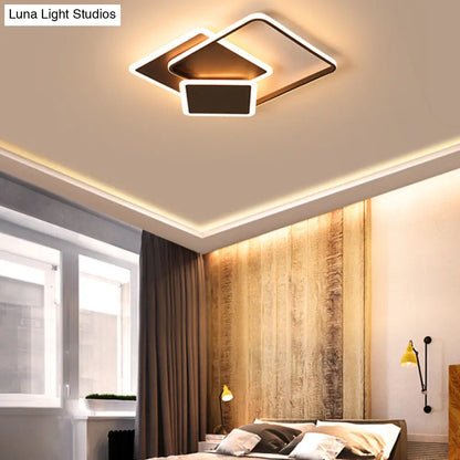 DecorBites™ DecorBites™ Slim Square Flush LED Coffee Lamp - Modern, 19"/21.5" Wide, Acrylic Ceiling Mount Light