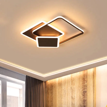 DecorBites™ DecorBites™ Slim Square Flush LED Coffee Lamp - Modern, 19"/21.5" Wide, Acrylic Ceiling Mount Light