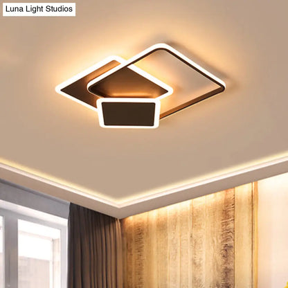 DecorBites™ DecorBites™ Slim Square Flush LED Coffee Lamp - Modern, 19"/21.5" Wide, Acrylic Ceiling Mount Light