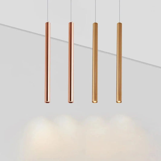 Slim Tube Aluminum Pendant Light in Brushed Nickel - Decorbites