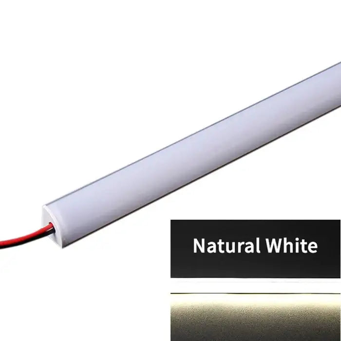 Natural white slim v type led corner strip lights with sleek rectangular design and visible wiring for kitchen cabinet lighting