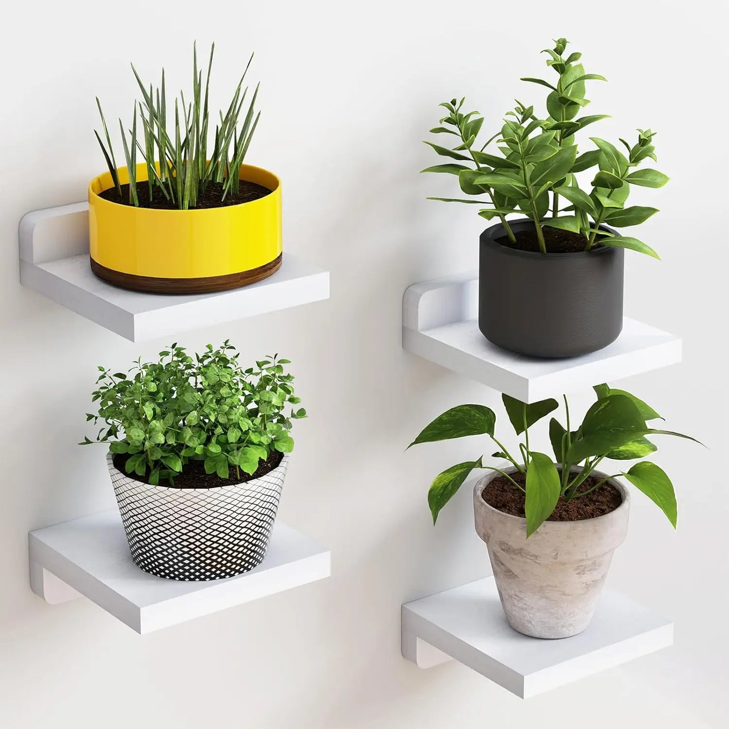 Small Wood Floating Shelves 4-Pack - WHITE
