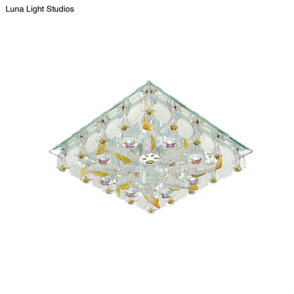DecorBites™ DecorBites™ Small Yellow Crystal Fish Design LED Flush Ceiling Light with Modernist Touch - Warm/White Light