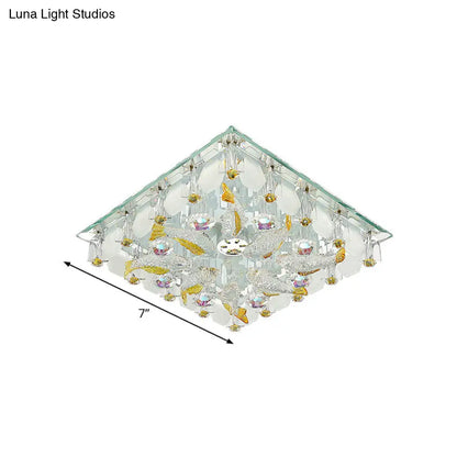 DecorBites™ DecorBites™ Small Yellow Crystal Fish Design LED Flush Ceiling Light with Modernist Touch - Warm/White Light