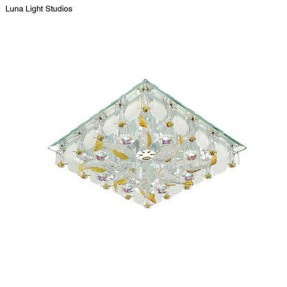 DecorBites™ DecorBites™ Small Yellow Crystal Fish Design LED Flush Ceiling Light with Modernist Touch - Warm/White Light