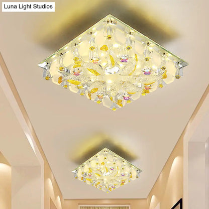 DecorBites™ DecorBites™ Small Yellow Crystal Fish Design LED Flush Ceiling Light with Modernist Touch - Warm/White Light