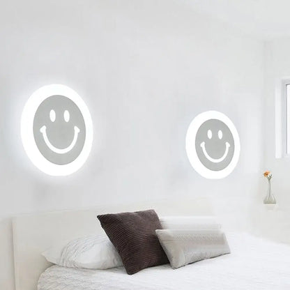 DecorBites™ DecorBites™ Smiley Face LED Sconce Lamp - Ultra-Thin Acrylic Shade, Warm/White LED Wall Lighting