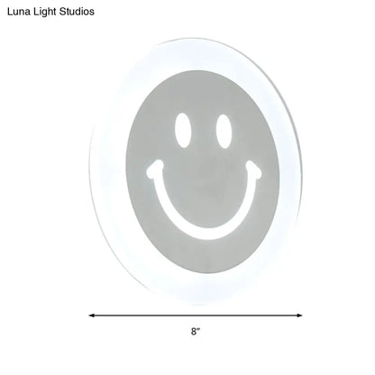 DecorBites™ DecorBites™ Smiley Face LED Sconce Lamp - Ultra-Thin Acrylic Shade, Warm/White LED Wall Lighting