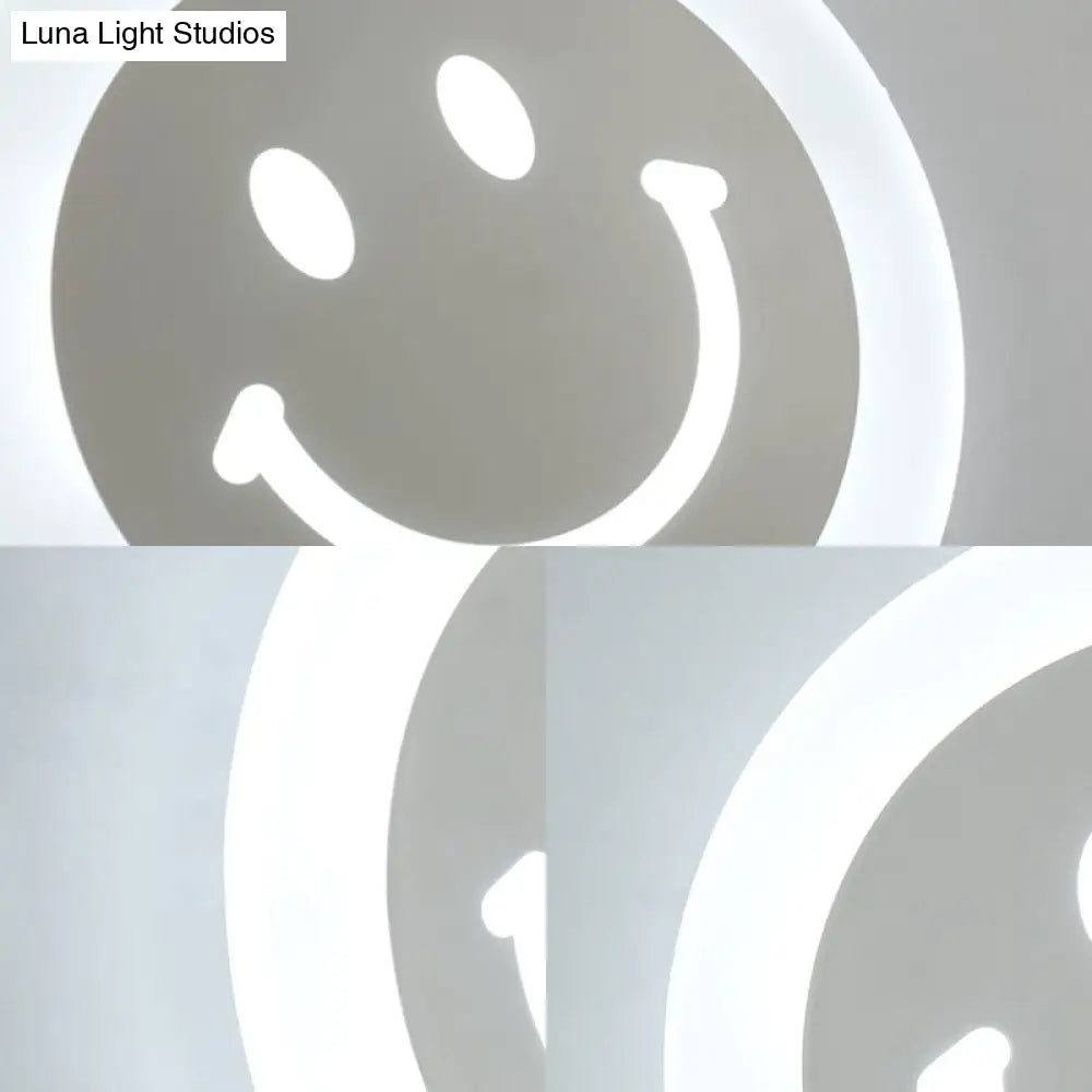 DecorBites™ DecorBites™ Smiley Face LED Sconce Lamp - Ultra-Thin Acrylic Shade, Warm/White LED Wall Lighting