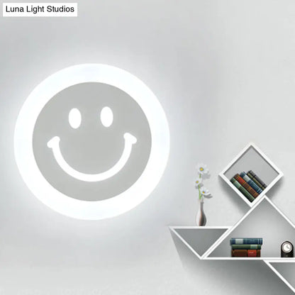 DecorBites™ DecorBites™ Smiley Face LED Sconce Lamp - Ultra-Thin Acrylic Shade, Warm/White LED Wall Lighting