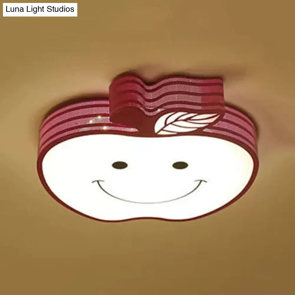 DecorBites™ DecorBites™ Smiling Apple Kids Ceiling Lamp - Contemporary Flush Mount Light