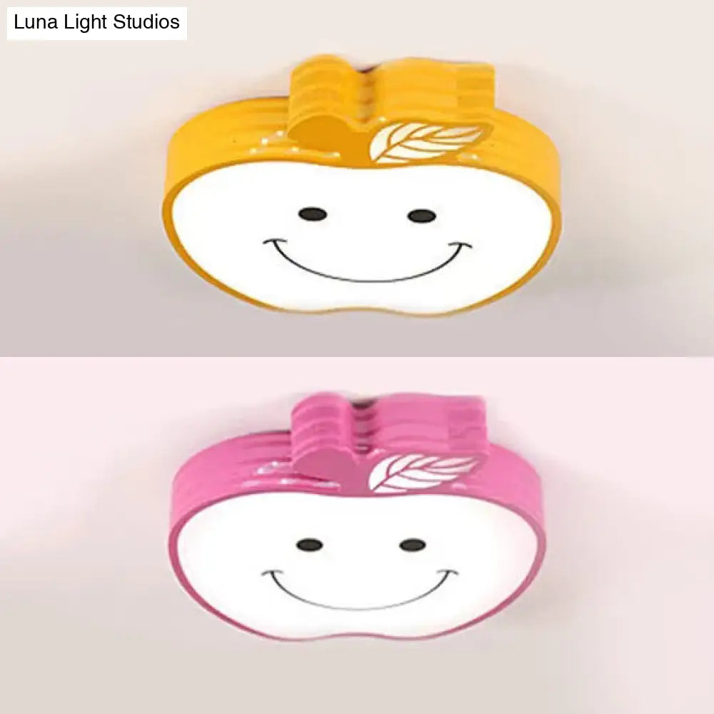 DecorBites™ DecorBites™ Smiling Apple Kids Ceiling Lamp - Contemporary Flush Mount Light