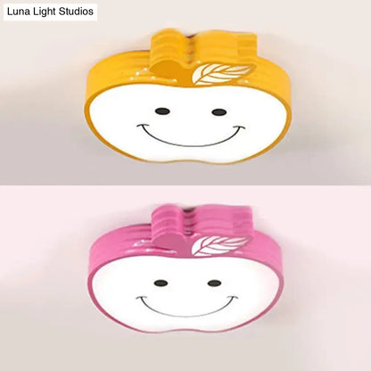 DecorBites™ DecorBites™ Smiling Apple Kids Ceiling Lamp - Contemporary Flush Mount Light