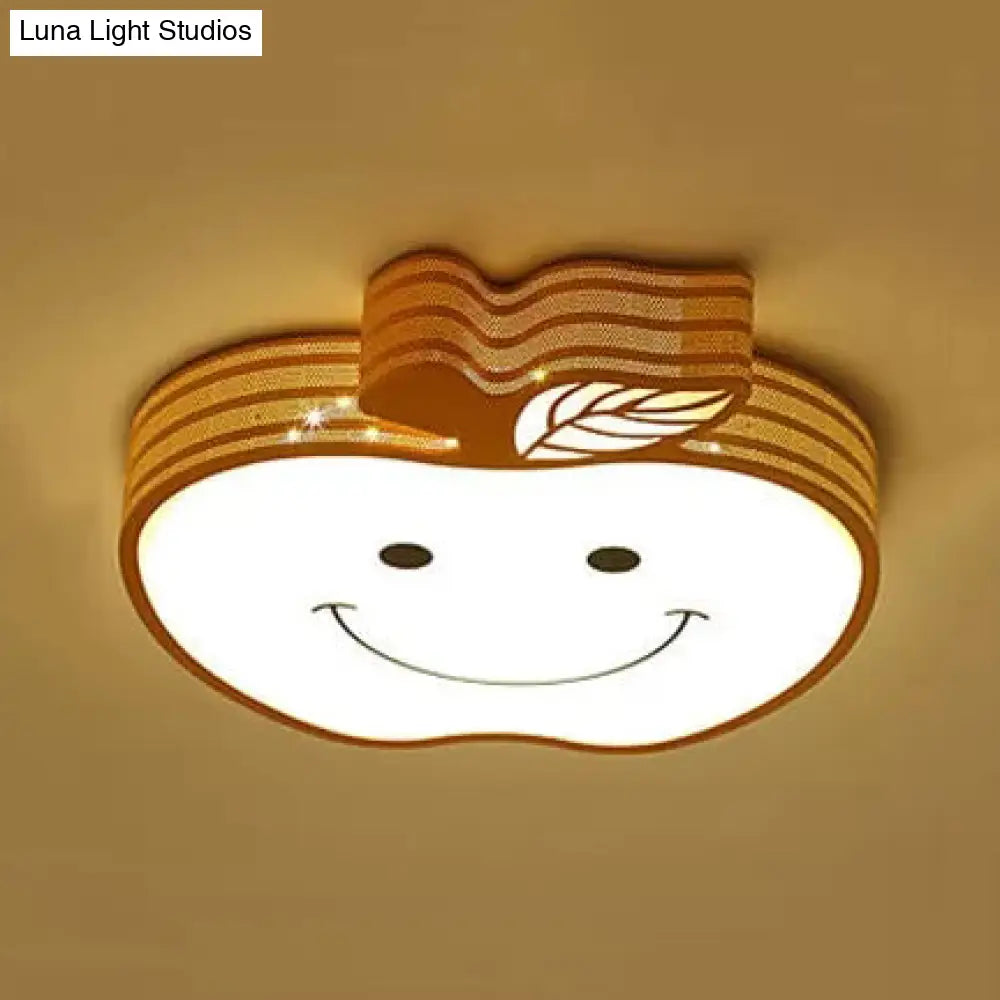DecorBites™ DecorBites™ Smiling Apple Kids Ceiling Lamp - Contemporary Flush Mount Light