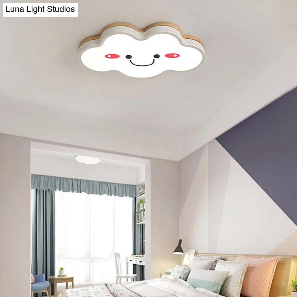 DecorBites™ DecorBites™ Smiling Cloud LED Ceiling Mount Lamp - Acrylic Cartoon Light Fixture for Kid's Bedrooms in White