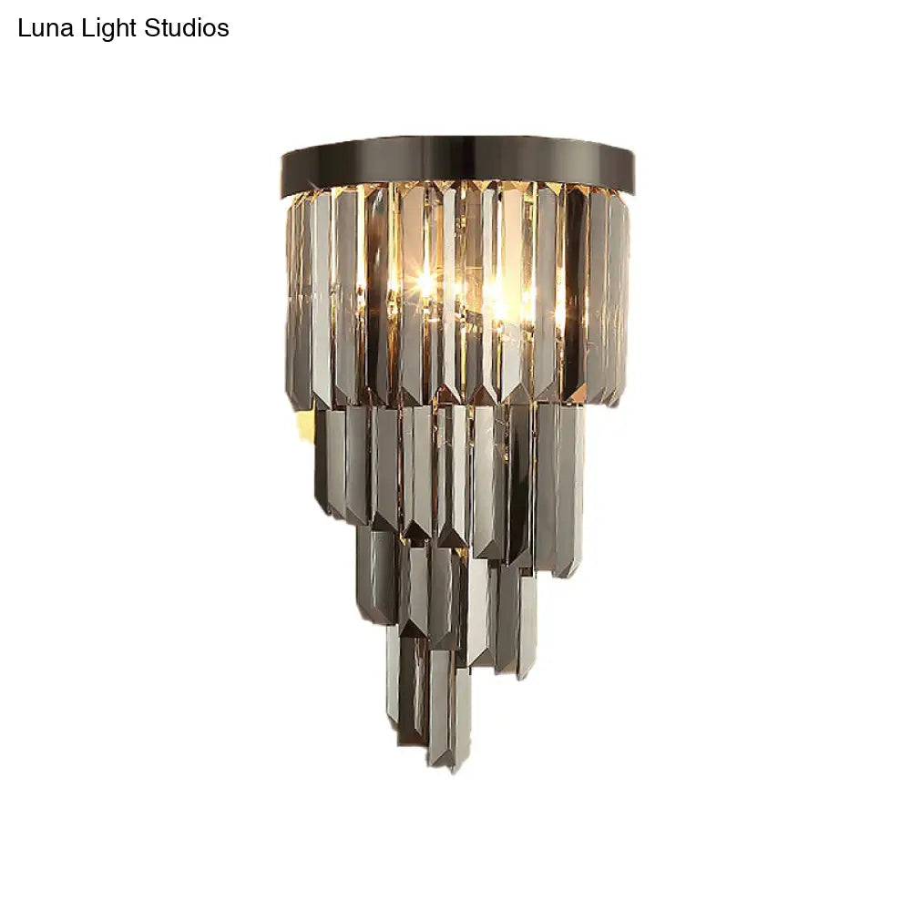 DecorBites™ DecorBites™ Smoke Gray Crystal Rod Wall Sconce with 2 Lights and 4 Tiers