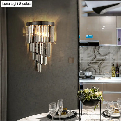 DecorBites™ DecorBites™ Smoke Gray Crystal Rod Wall Sconce with 2 Lights and 4 Tiers