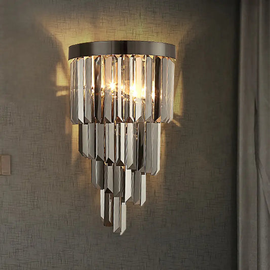 DecorBites™ DecorBites™ Smoke Gray Crystal Rod Wall Sconce with 2 Lights and 4 Tiers