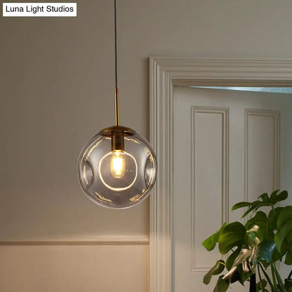 Smoke Gray Dimpled Glass Globe Pendant Light - Simple Style Hanging Lamp Kit