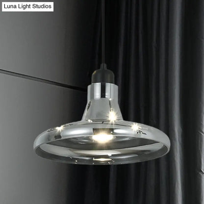 Smoke Gray Glass Industrial Pendant Lamp for Bedroom