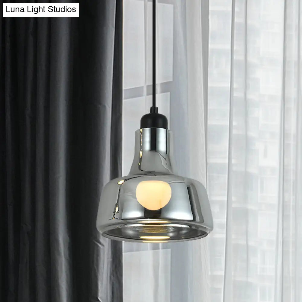 Smoke Gray Glass Industrial Pendant Lamp for Bedroom