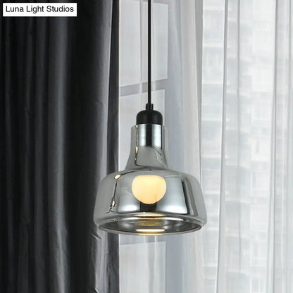 Smoke Gray Glass Industrial Pendant Lamp for Bedroom