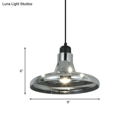 Smoke Gray Glass Industrial Pendant Lamp for Bedroom