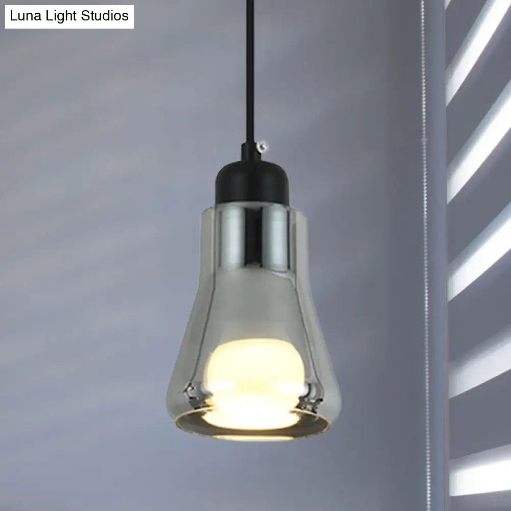 Smoke Gray Glass Industrial Pendant Lamp for Bedroom