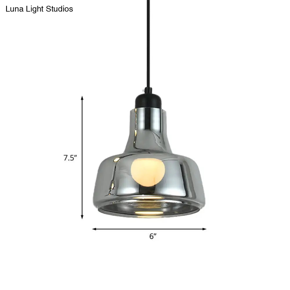 Smoke Gray Glass Industrial Pendant Lamp for Bedroom