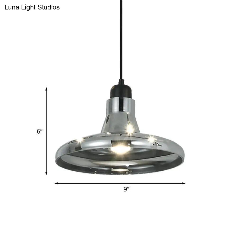 Smoke Gray Glass Industrial Pendant Lamp for Bedroom