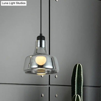 Smoke Gray Glass Industrial Pendant Lamp for Bedroom